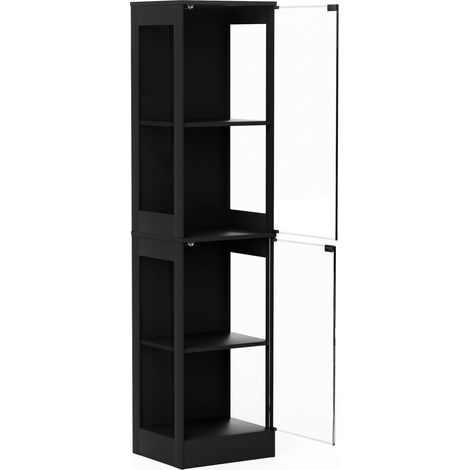 Vitrine en verre à quatre niveaux avec espace de rangement, éclairage LED, portes vitrées et capteurs intelligents. Convient comme vitrine en verre anti-poussière pour le salon, la chambre et les bure (1/5)