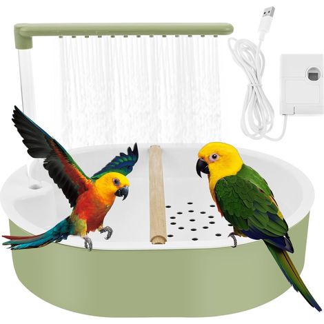 Baignoire automatique pour perroquet, cage de douche pour perroquet, grand bassin de douche pour oiseaux, baignoire pour perroquet avec circulation d'eau. (1/5)