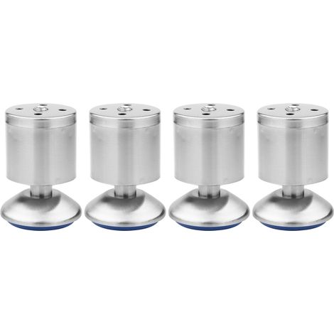 höhenverstellbare Möbelfüße, silberfarbener Edelstahl, für Tisch, Bett oder Sofa, 50 x 80 mm, 4er-Set (1/2)