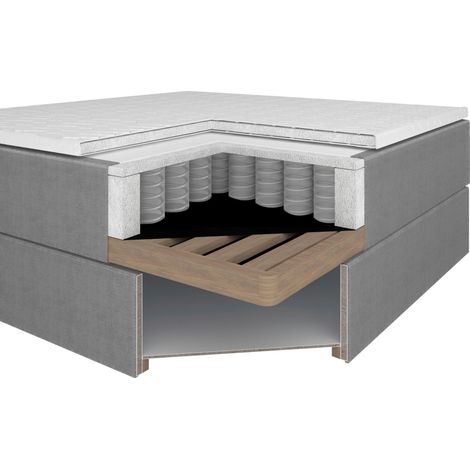 Mömax Boxbett Vida Anthrazit ca. 90x200 cm mit Topper (1/5)