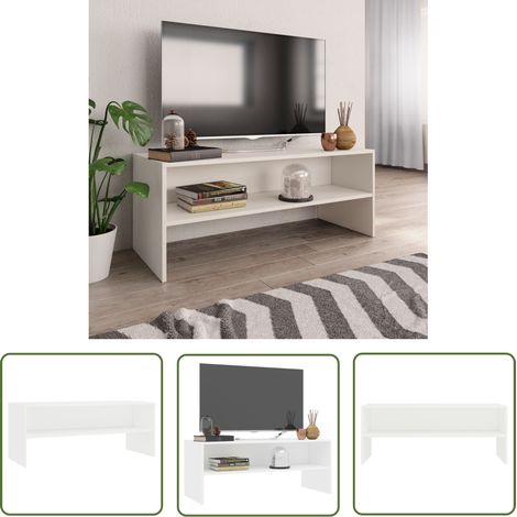 The Living Store TV-Schrank Weiß 100x40x40 cm Holzwerkstoff - TV Schrank - Holzwerkstoff Möbel - Weißer TV Stand - Wohnzimmerschrank - Regal Mit Offenem Fach (1/5)