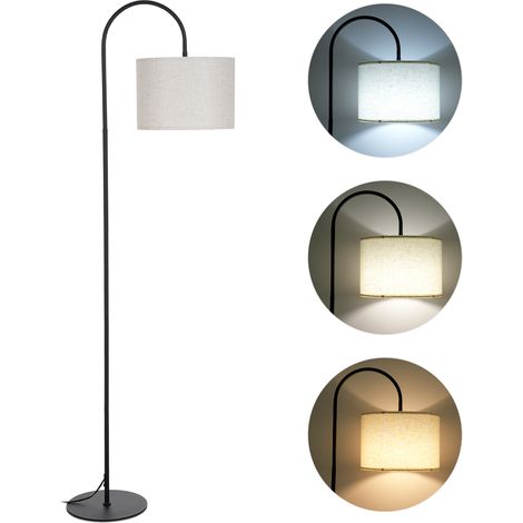 Lampadaire en tissu 12W, moderne, haut, interrupteur au pied, 3 températures de couleur, pour salon, chambre à coucher, bureau (1/5)