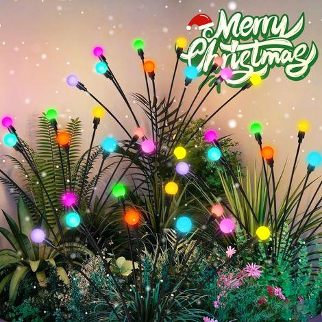 Lampe Solaire de Jardin Décoration de Noël, 40 LED Lucioles d'Extérieur Étanches pour Cour, Patio, Allée (Lot de 4, Coloré) (1/5)