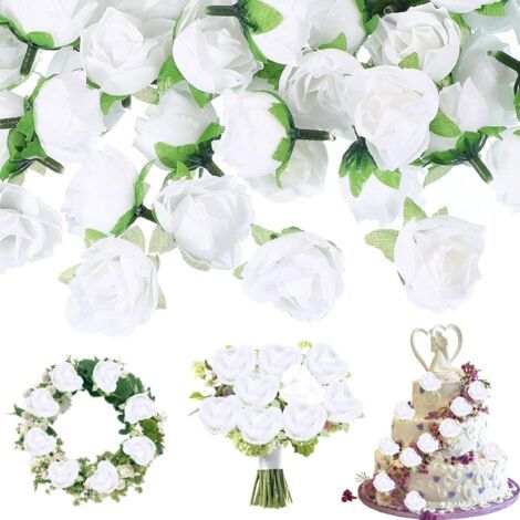50 Pièces Artificielles réalistes avec Tige, Fausse De Roses DIY Décorations, Fausse Rose Blanche, Fleurs De Rose Artificielles, pour Mariage Centres De Table Bridal Shower Home Party (1/5)