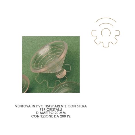 200 pz ventose ventosina trasparenti con sfera 20 mm per cristalli