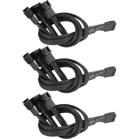 Répartiteur de ventilateur de refroidissement à 3 ports, câble adaptateur d'alimentation, fil 4p à 4 broches, 3 pièces (1/5)