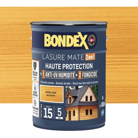 Lasure 2en1 BONDEX Haute Protection 5ans Chêne doré 5 L (1/2)
