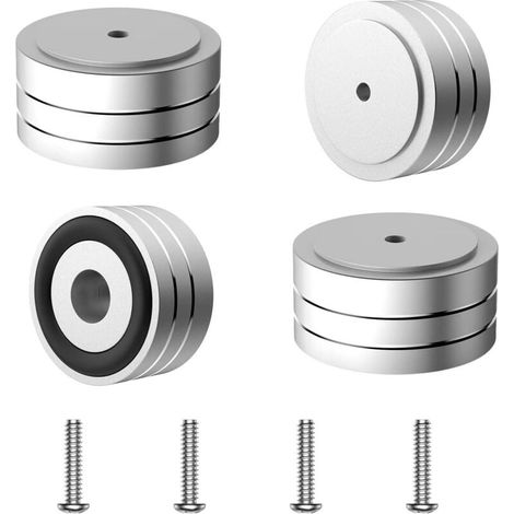 Set of 4 speaker feet - Effective resonance dampers for subwoofer stands - HiFi feet - Shock absorber - Silver