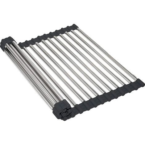 1 Égouttoir Pliable, Acier Inoxydable, Silicone Antidérapant, Drainage Naturel, Pour Évier De Cuisine (1/5)
