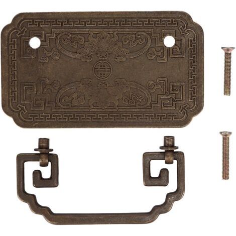 Poigure Antique Poignée Tétragonale Titrage du Tiroir R Chinois Antique avec 2 Vis pour les Portes d'armoire Poignée en bronze. L'armoire Est tir: Tiroir Vintage Tire avec un Tétragon (bronze (1/5)