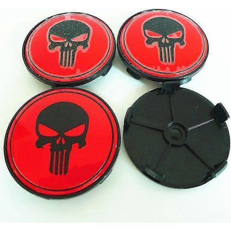 4 pièces 68 mm 64 mm Enjoliveurs centraux de roue tête de mort, emblème, logo, autocollants 65 mm, accessoires J (1/5)
