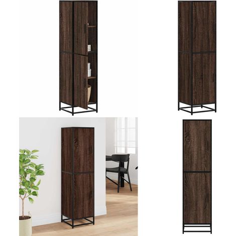 vidaXL Buffet haut chêne marron 35,5x35x139 cm bois d'ingénierie métal (1/5)