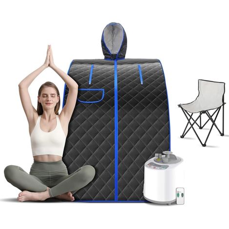 Kit de Sauna portatif Tente à Vapeur Sauna Portable avec Chaise Pliable Incluse, Bain Spa à Domicile 1000W 2L facilite l'insomnie Tente de Sauna personnelle pour Spa à Domicile (1/5)