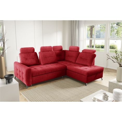 Ecksofa Schlafsofa Sofa WENDIE Stoff Hold Me Rot Ottomane Rechts