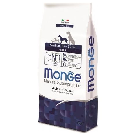 MONGE CIBO SECCO CANE CROCCANTINI MEDIUM POLLO 12 KG