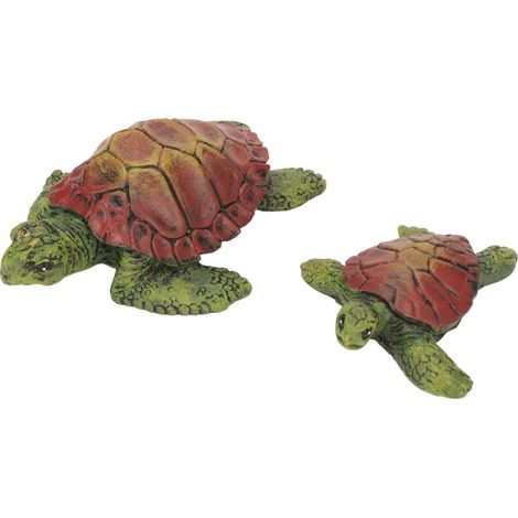 2 Statues de Tortue Mignonnes en Résine avec Revêtement Anti-UV, Décor de Jardin et Cour (1/5)