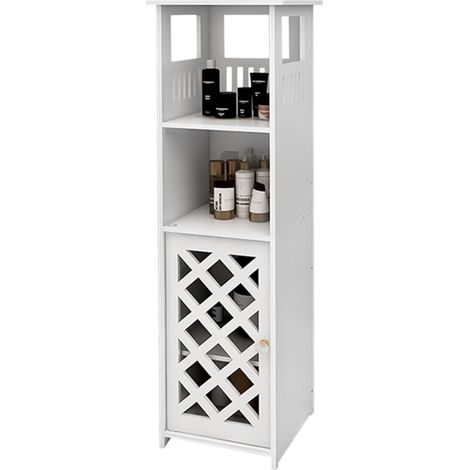 Meuble Colonne de Salle de Bain Armoire Meuble Rangement L22cm x P22cm x H78cm (Blanc) (1/5)