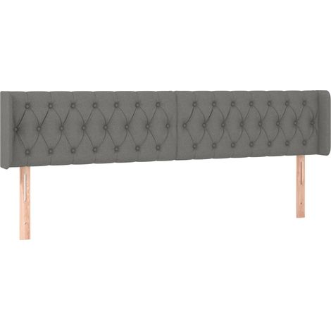 Testiera letto accessorio camera letto mobile imbottito con bordo laterale 183 x 16 x 78/88 cm tessuto grigio scuro TDL0204965