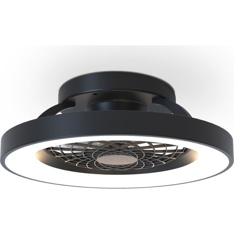 Mantra Tibet Mini Luz de techo LED regulable y ventilador de CC de 33 W, control remoto, negro (1/4)