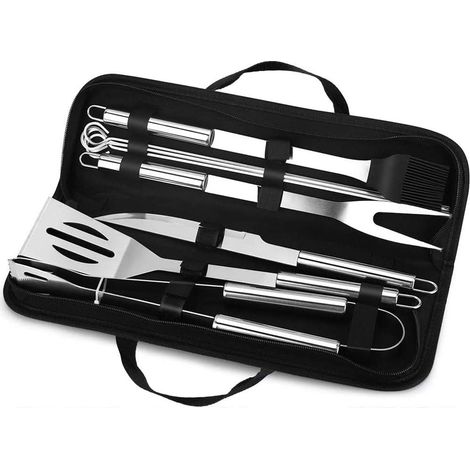 Ensemble d'Outils De Barbecue, 9PCS Barbecue Ustensiles en Acier Inoxydable pour Grillade avec Boîte de Rangement/Spatule/Fourchette/Pince/Couteau/Brochettes et Pinceau pour Extérieur/Camping/Jardin