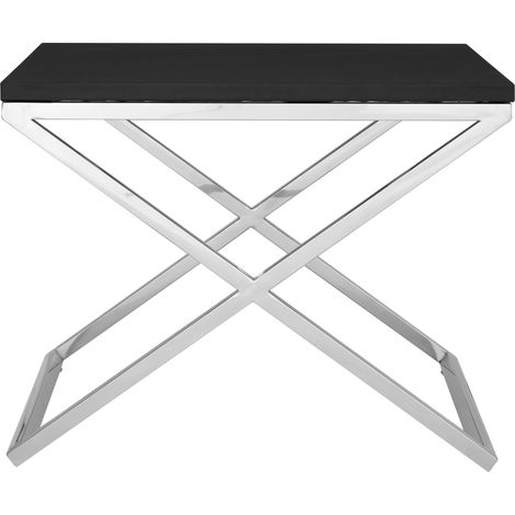 Interiors by Premier White and Black End Table, Modern Rectangular Side Table, Wood and Metal Side Table, Metal Bedside Table (1/3)