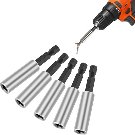 5 Pièce Porte-embouts Magnétiques à Tige Hexagonale, Extension D'embout à Changement Rapide 1/4", 60mm Porte-embout Magnétique Puissant pour Perceuse, Tournevis (1/5)