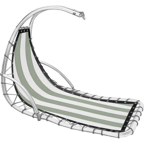 Housse de rechange pour balancelle suspendue - Pour meubles d'extérieur - Pour terrasse, jardin, intérieur et extérieur - 64 x 197 x 23 cm - Motif à rayures - Vert gazon rayé (1/5)