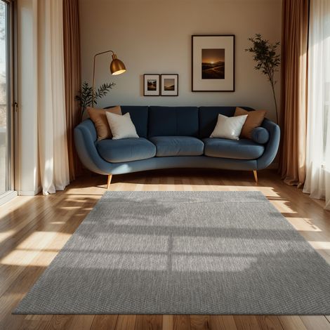 Paco Home Tapis Intérieur Et Extérieur Balcon Terrasse Tapis Cuisine Monochrome Moucheté Gris, 300x400 cm