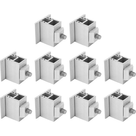 Lot de 10 pinces intermédiaires réglables pour panneaux solaires PV, support de fixation en aluminium, clip milieu robuste pour montage photovoltaïque. (1/5)