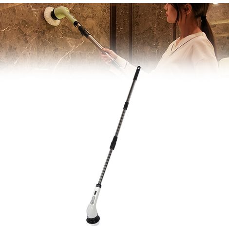 Brosse de nettoyage pour vitres de cuisine et de salle de bain, brosse de nettoyage électrique multifonctionnelle puissante, à double usage (longue et courte), 9 têtes, blanche. (1/5)