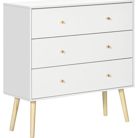 Commode scandinave HARALD en bois blanc et 3 tiroirs (1/5)