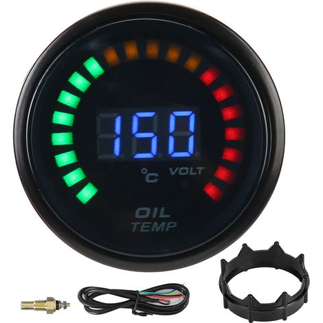 Jauge numérique de température d'huile 52mm, affichage LCD couleur LED avec faisceau capteur, compteur auto (1/5)