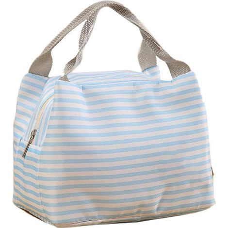 Sac isotherme pour déjeuner, boîte de pique-nique à motif rayé, pochette de transport repas froids, sac à lunch isolant portable. (1/5)
