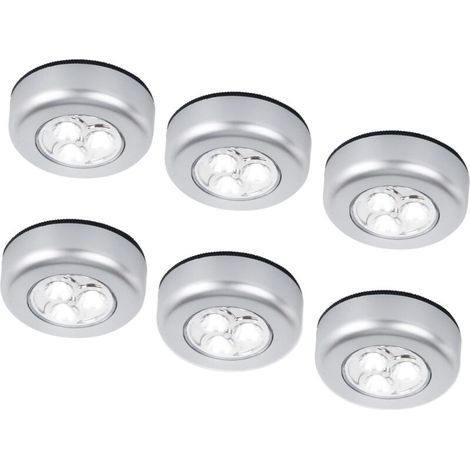Lot de 6 veilleuses LED sans fil à piles, à coller sur placards, armoires, comptoirs ou buanderies - Touche tactile sans fil