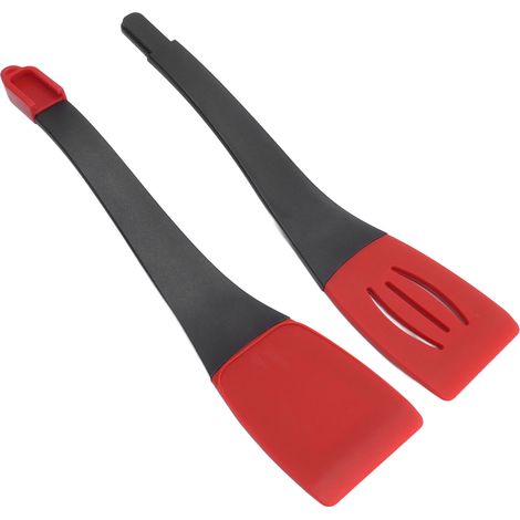 Pince de cuisine 3 en 1 avec fonction de verrouillage, embouts en silicone résistants à la chaleur, idéale pour la maison et le restaurant (rouge et noir). (1/5)