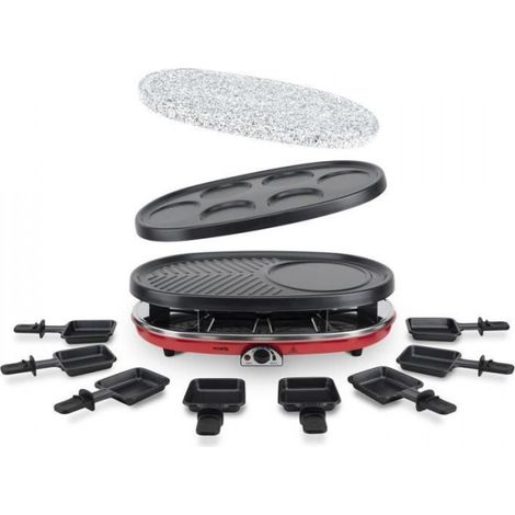Appareil a Raclette  4 en 1 HKoeNIG - RP418 - Juqu'a 8 personnes - 3 plaques interchangeables - Température réglable - 1500W