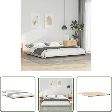 vidaXL Kiefer - Bodenbettgestell Braun 200 x 210 cm Massivholz Kiefer (1/5)