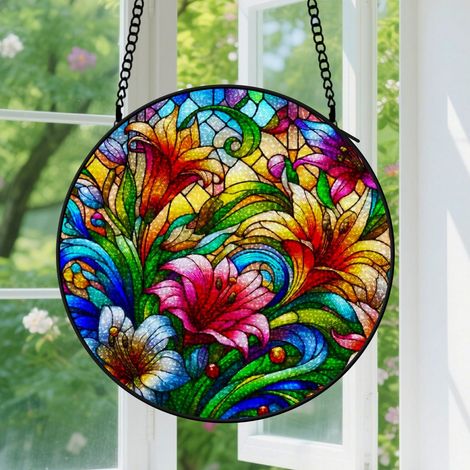 9cm Suspension en Vitrail Élégant, Attrape-Soleil Minimaliste pour Maison, Cadeau Anniversaire, Noël pour Femme, Homme, Collègue, Voisin (1/5)