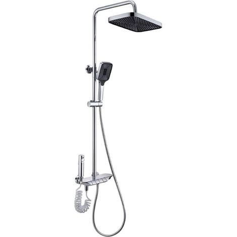 Cleafe - Set Saliscendi Bagno Colonna Doccia Rubinetto Soffione Doccetta Bidet Cromato 87343 - (1/5)