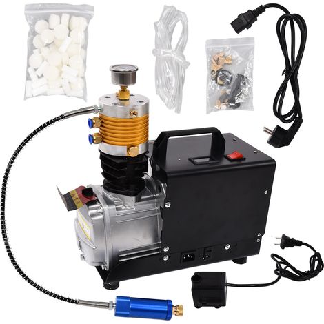 Compresseur d'air haute pression 30MPa 4500PSI, gonfleur de pneus 220V EU, kit de pompe à gaz avec jauge, pour gonflage et test d'étanchéité, équipement de gonflage industriel. (1/5)