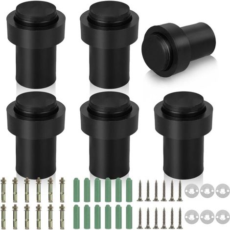 schwarze Türstopper, Türblock 3,3 cm Durchmesser und 6 cm Höhe, Türstopper aus Edelstahl für Boden und Wand