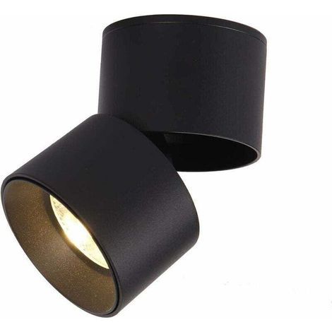 Spot en Saillie Orientable 7W LED Spots de Plafond Plafonnier Aangle Réglable Applique de Plafond Lampe COB,Rotative à 360 ° (Blanc Chaud 3000k) (noir ) (1/5)