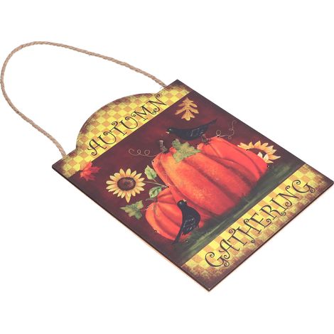 Panneau en bois suspendu avec motif citrouille et dinde et lumière LED pour Thanksgiving intérieur et extérieur (1/5)