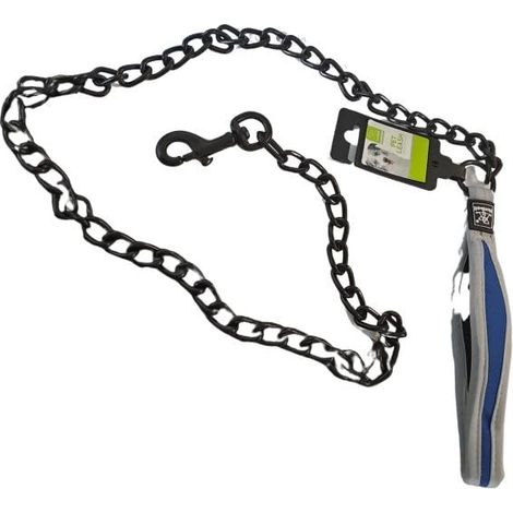 Laisse pour Chien Métal Noir 120 cm Grande sécurité pour Votre Chien Poignet Bleu rembourré