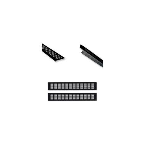 Grille d'aération en aluminium - 50 x 8 cm - Noir - Grille d'aération de porte par paire de 500 mm - Ventilation idéale pour cuisine, salle de bain, toilettes, armoire - Moustiquaire - Grille - Crezuo