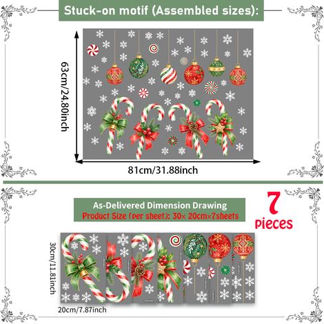 Sapin de Noël, bonbons, bonhomme de neige, cadeau, autocollants de Noël pour vitrines et portes vitrées, autocollants statiques pour vitres (1/4)