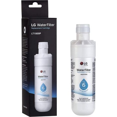 Filtro acqua di ricambio LG LT1000P per frigoriferi da 200 galloni (NSF42, NSF53 e NSF401) con durata di 6 mesi, codice ADQ74793501, ADQ75795105 o AGF80300704, colore bianco. (1/5)