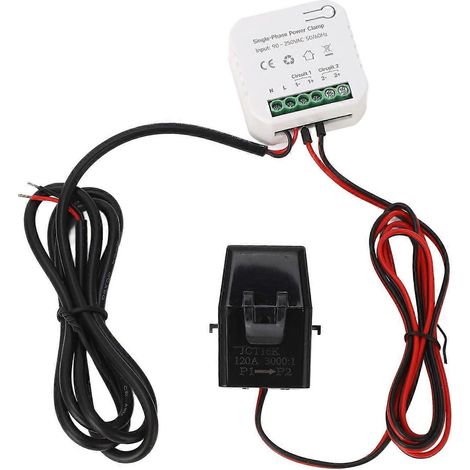 Intelligenter WLAN-Energiemonitor, Stromzählerprüfer mit 120-A-Stromwandler, 90–250 V Wechselstrom