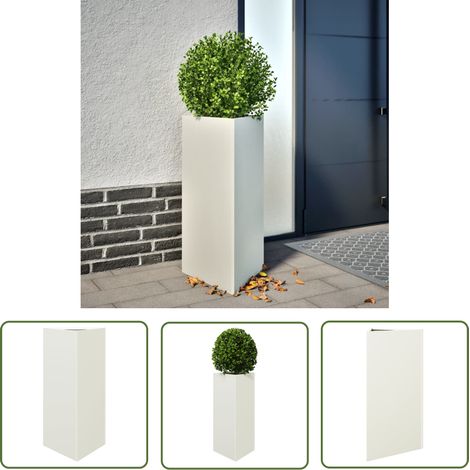 vidaXL Jardinière blanc triangulaire 40x34,5x70 cm acier (1/5)