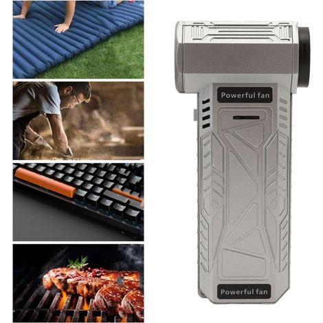 Ventilatore portatile ad alta velocità 150.000 giri/min Turbo per uso esterno, motore brushless, argento --Crezuo